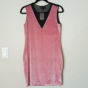 Pink and Black Mesh Velvet Dress